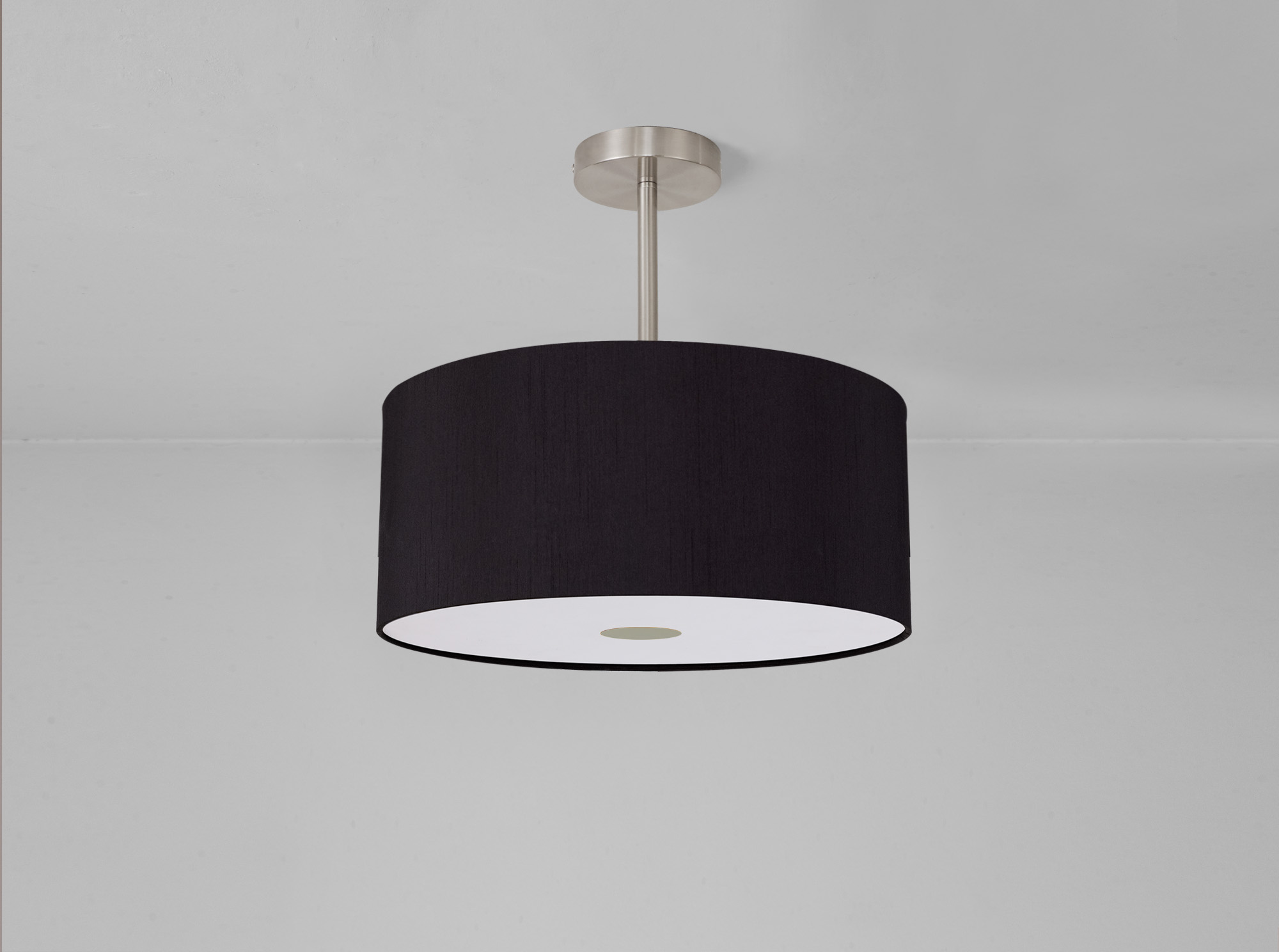 Baymont 40cm Semi Flush 1 Light Satin Nickel, Midnight Black/Green Olive, Frosted Diffuser DK0259  Deco Baymont